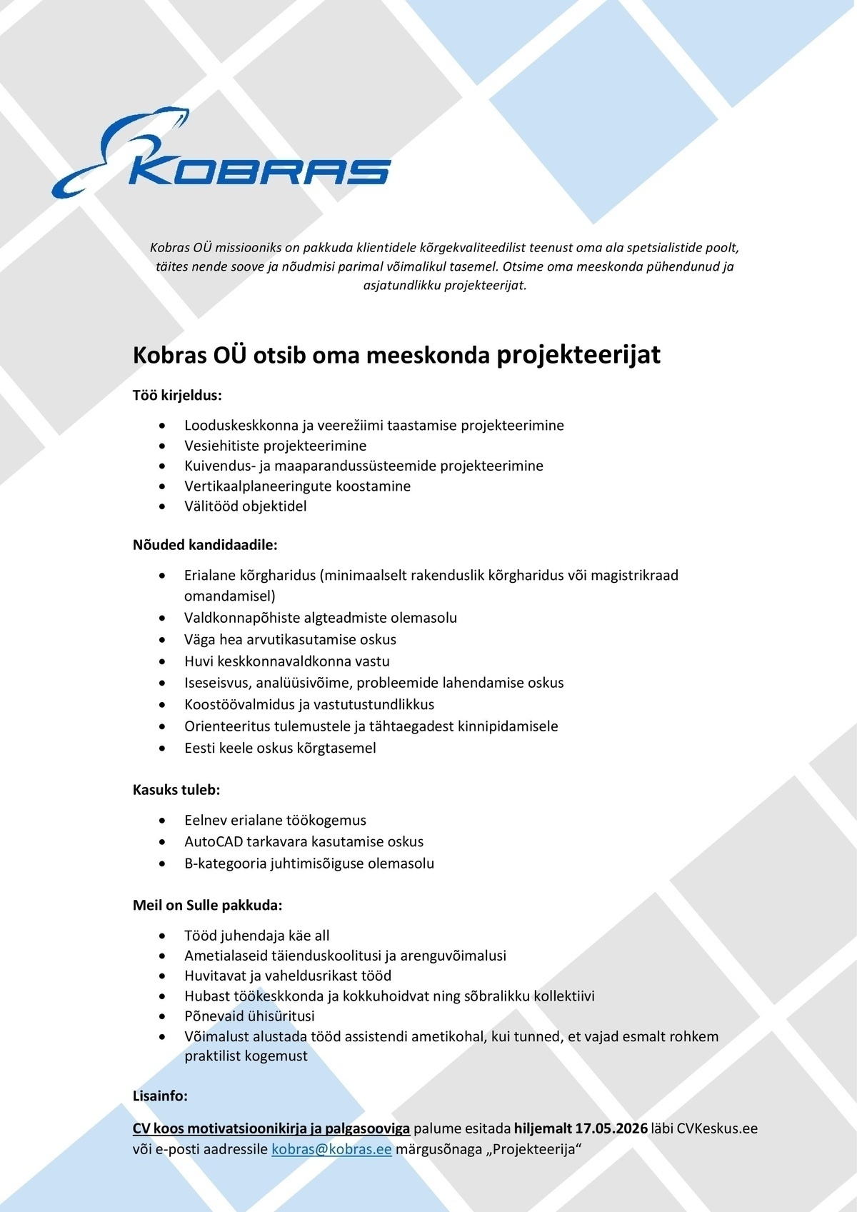 KOBRAS OÜ Projekteerija