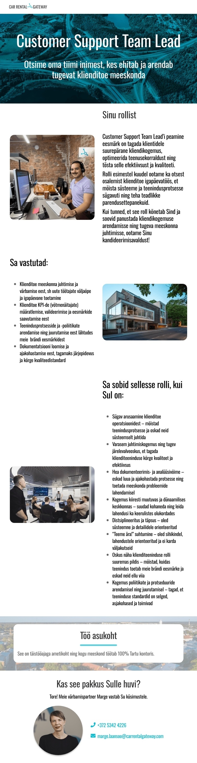 CAR RENTAL GATEWAY Customer Support Team Lead