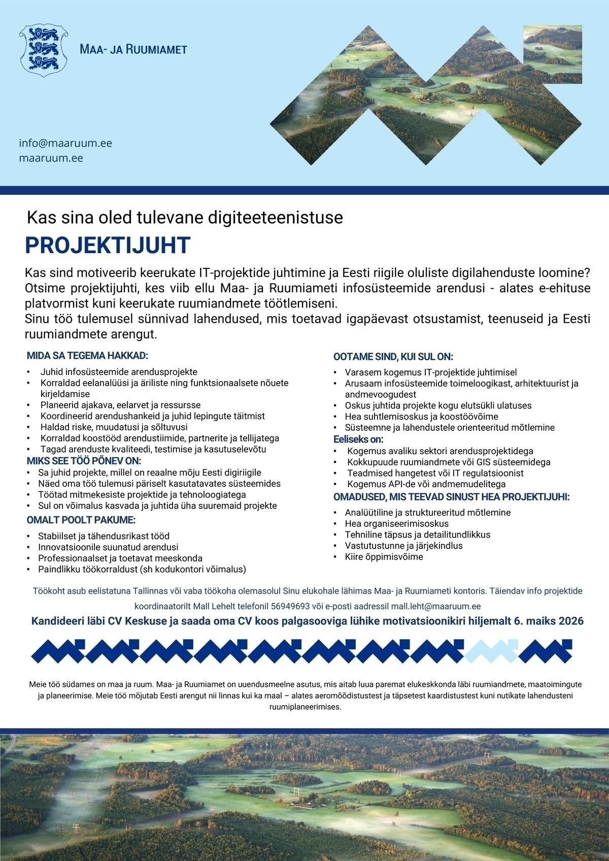 Maa- ja Ruumiamet Projektijuht