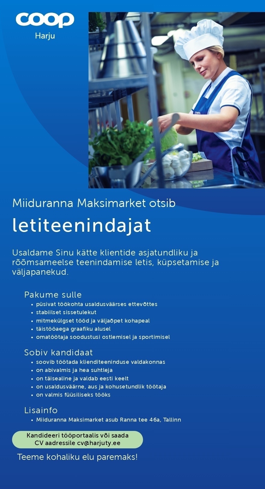 Harju TÜ Letiteenindaja Miiduranna Maksimarketisse (Coop Harju)