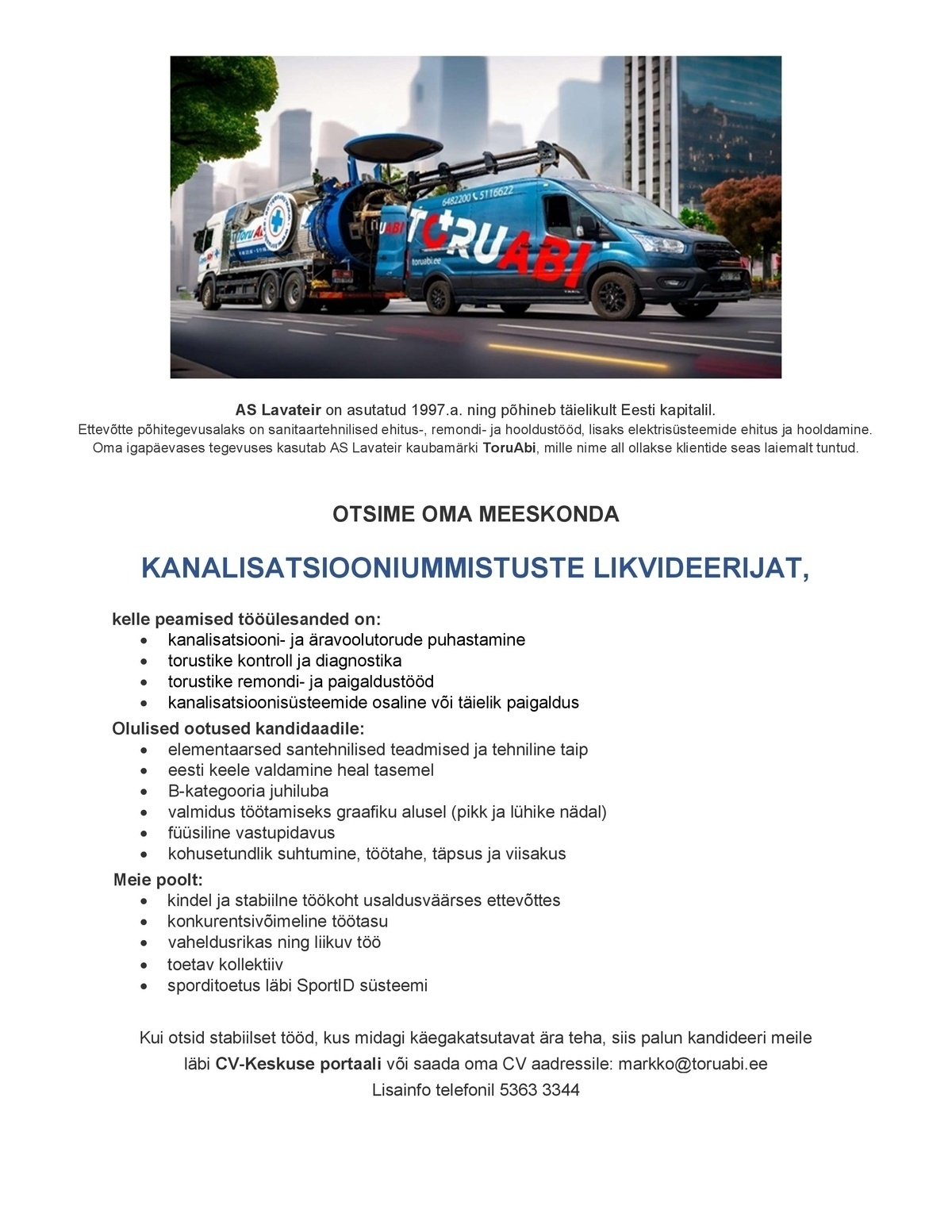 Lavateir AS Kanalisatsiooniummistuste likvideerija