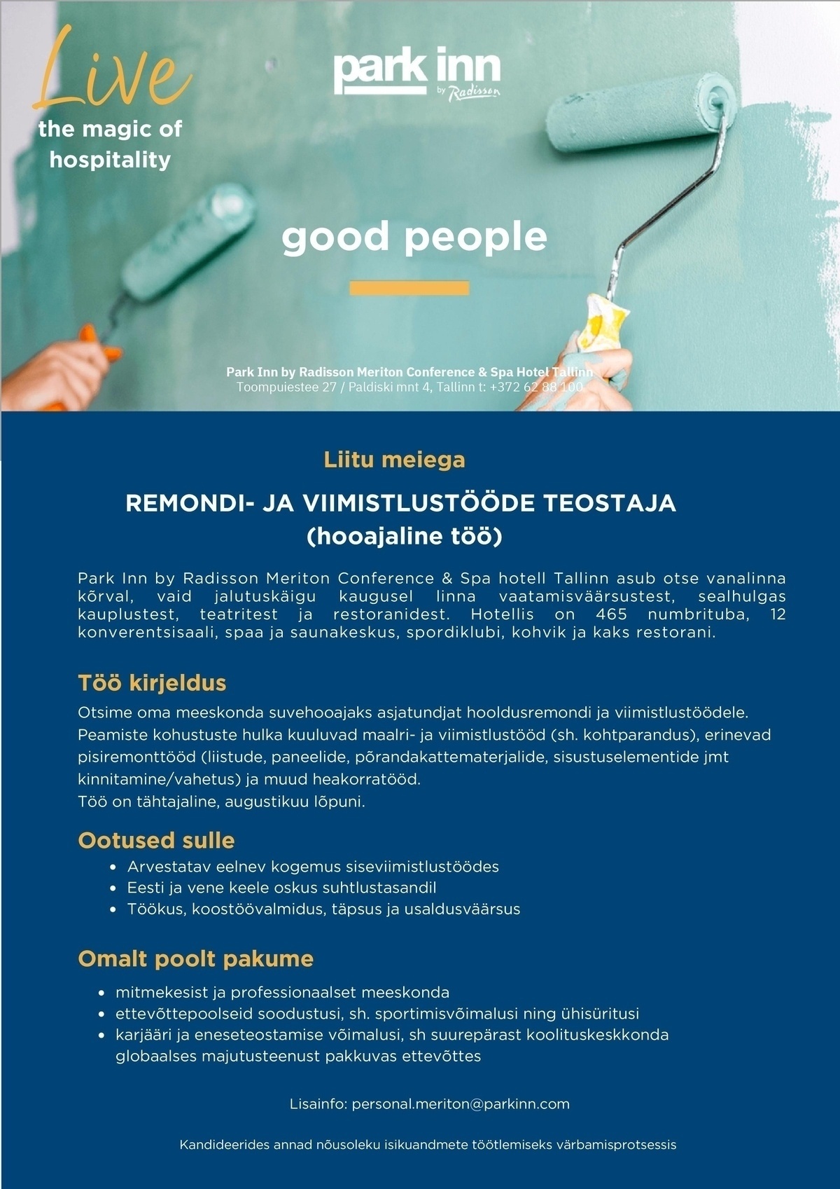 Meriton Hotels OÜ Remondi- ja viimistlustööde teostaja