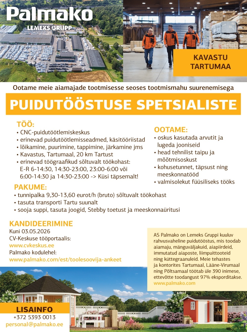 Palmako AS Puidutööstuse spetsialist