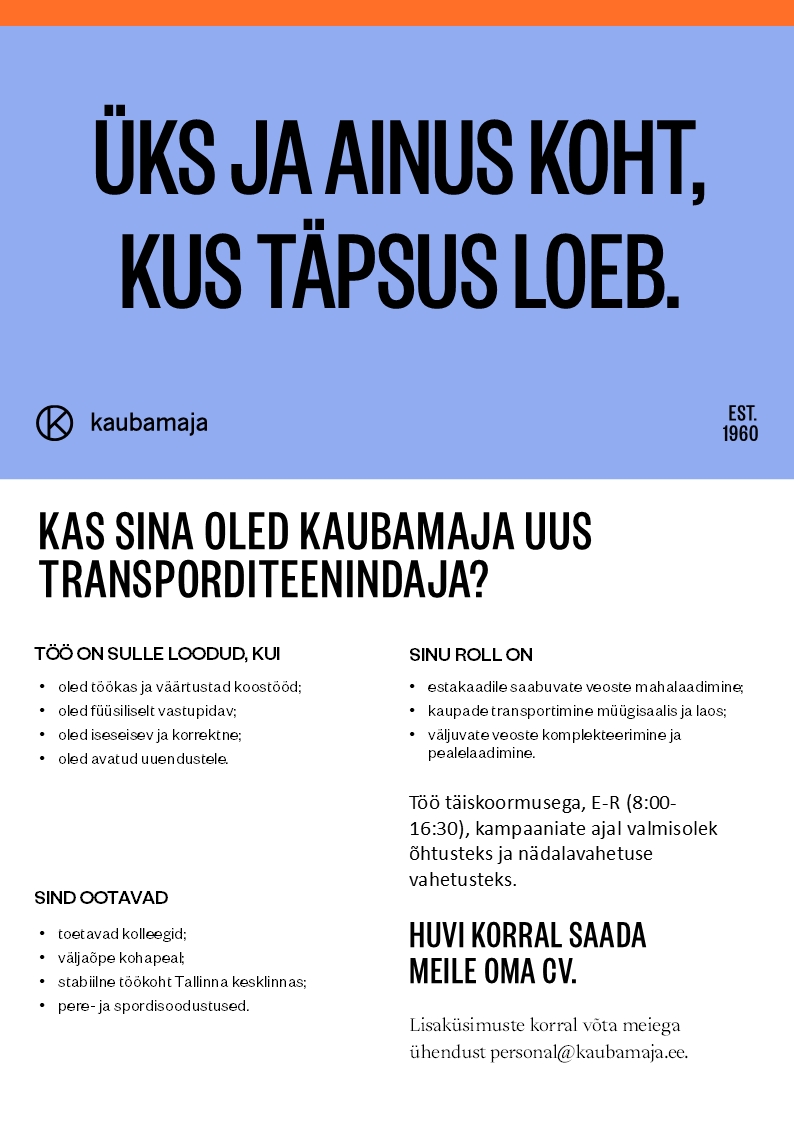 Kaubamaja Kaubamaja transporditeenindaja