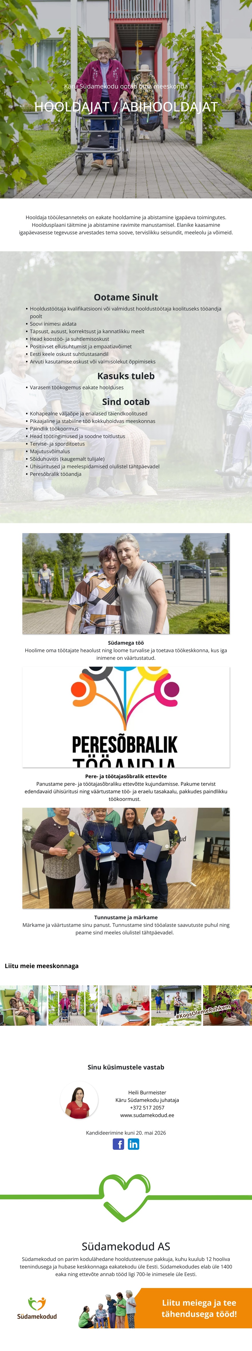 Käru Südamekodu Hooldaja/Abihooldaja Käru Südamekodusse