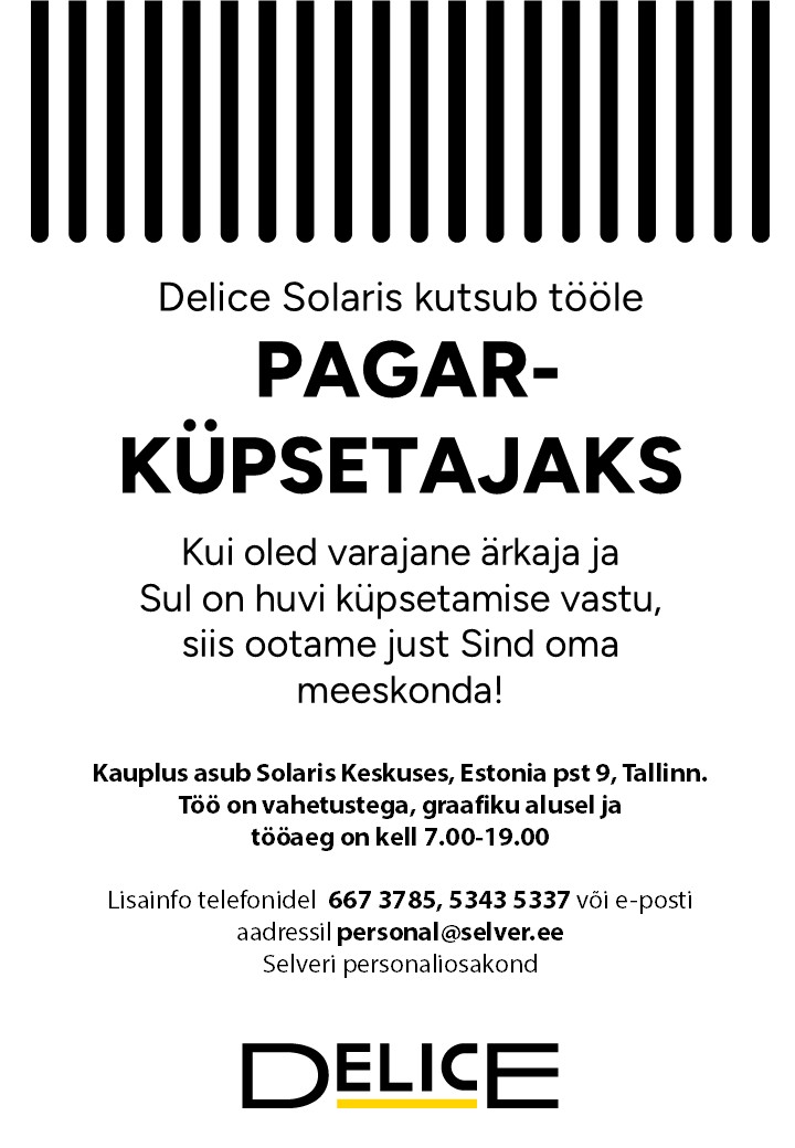 Selver Pagar-küpsetaja Delice Solaris kaupluses