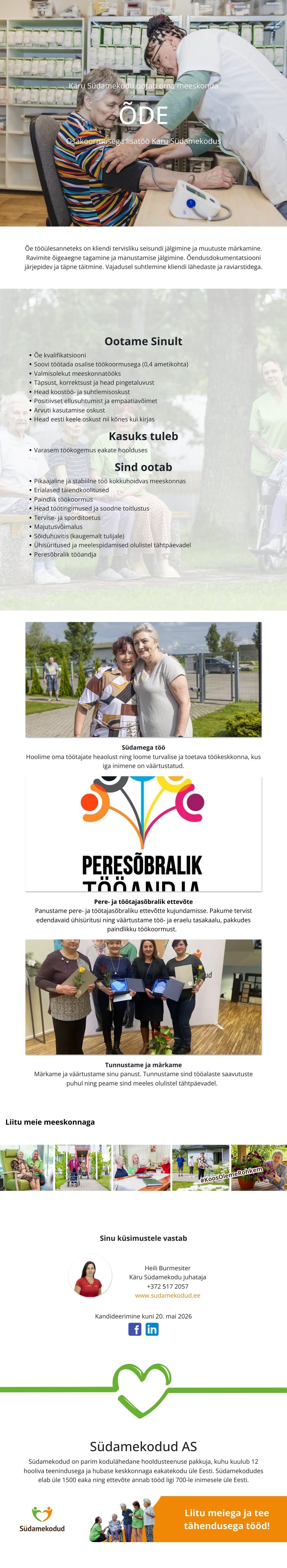 Käru Südamekodu Õde Käru Südamekodusse