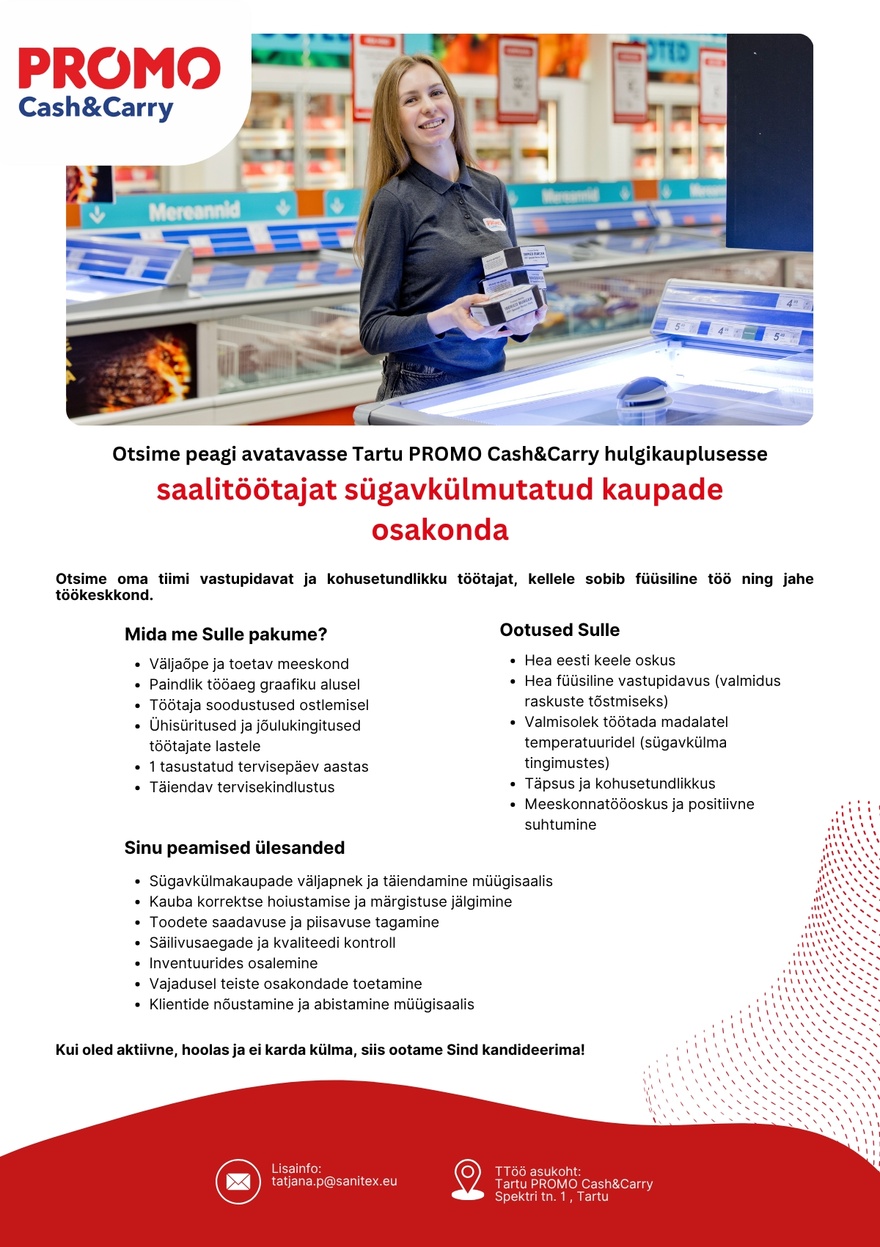 Sanitex OÜ Saalitöötaja sügavkülmutatud kaupade osakonda