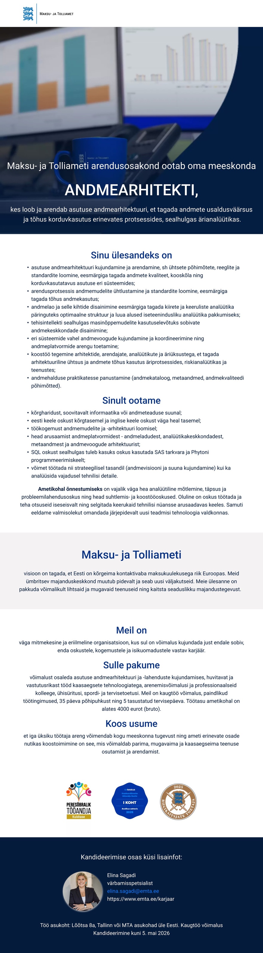 Maksu- ja Tolliamet Andmearhitekt