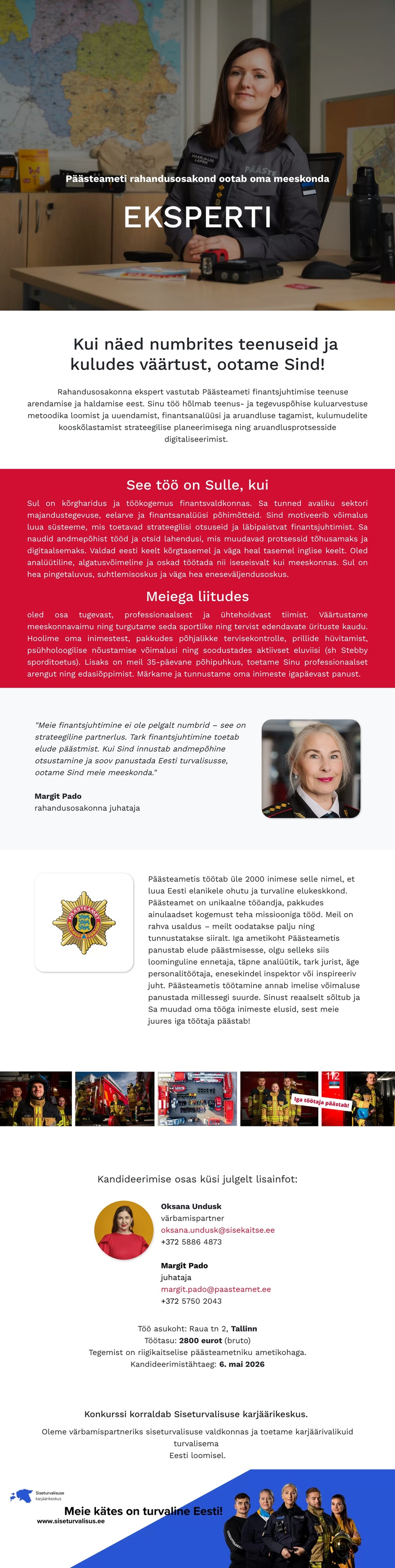 Siseturvalisuse karjäärikeskus Rahandusosakonna ekspert