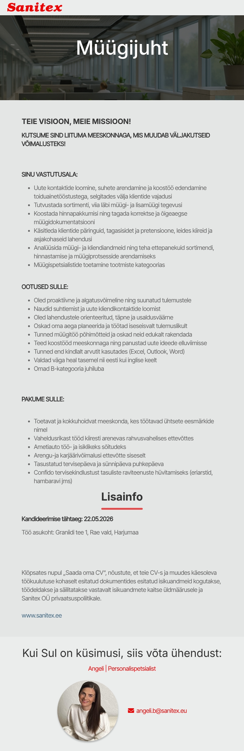 Sanitex OÜ Müügijuht