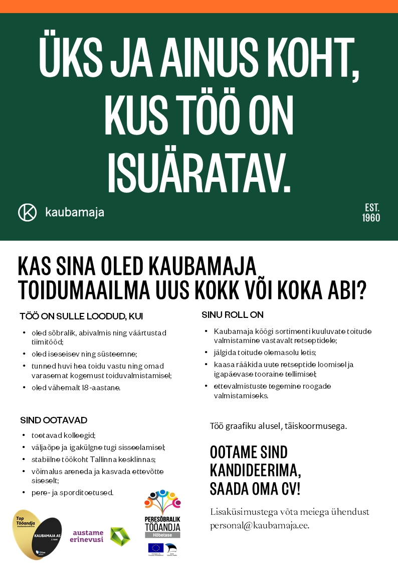 Kaubamaja Kokk ja koka abi