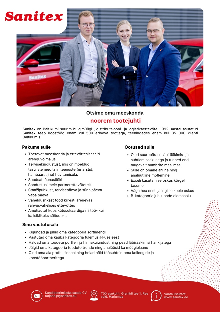 Sanitex OÜ Noorem tootejuht