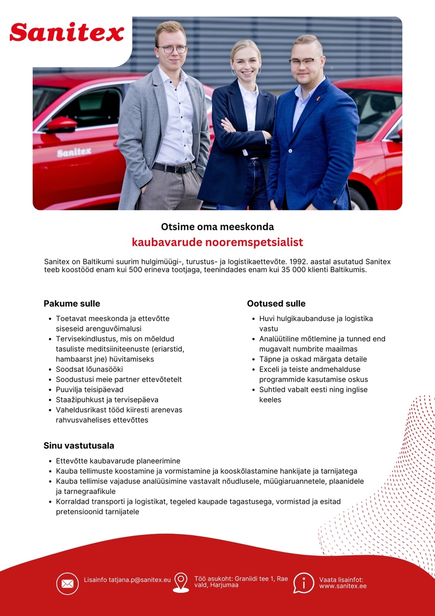 Sanitex OÜ Kaubavarude nooremspetsialist