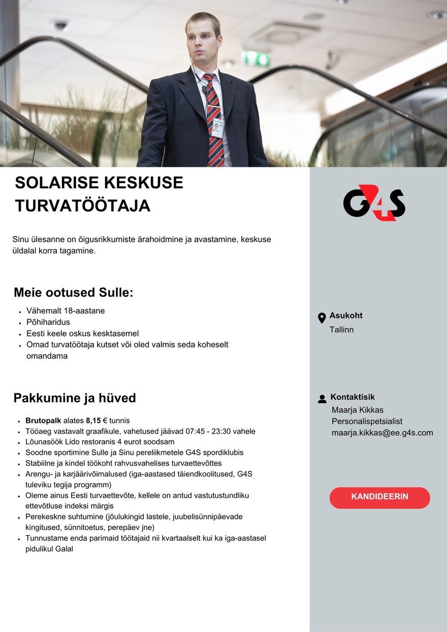 AS G4S Eesti Solarise keskuse turvatöötaja