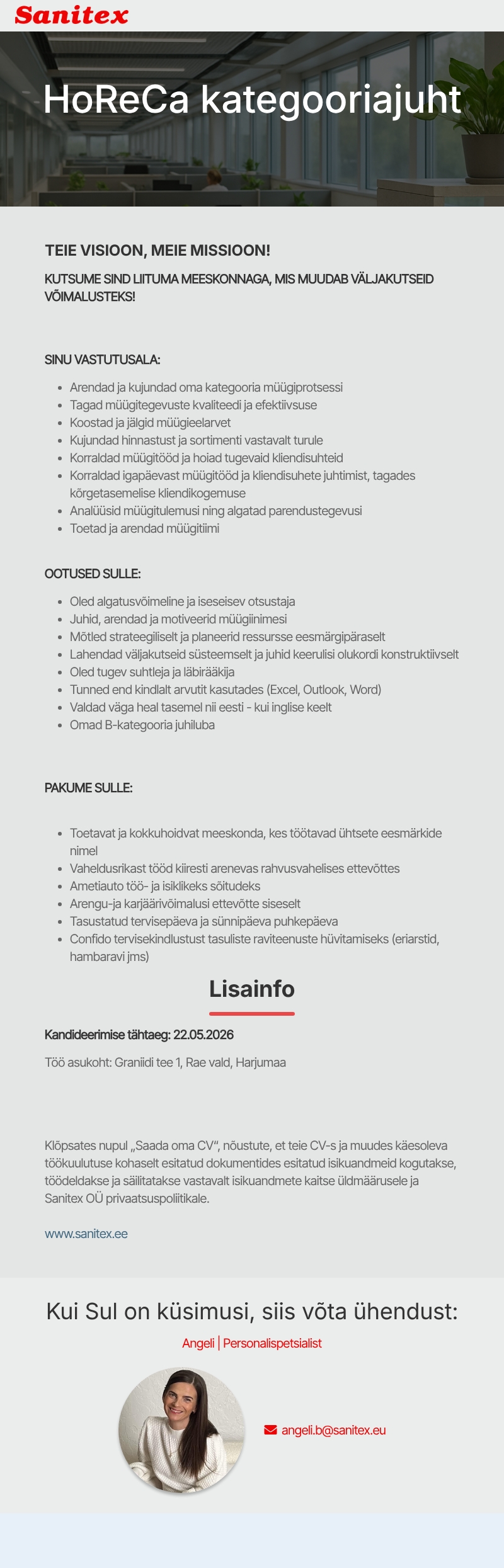 Sanitex OÜ HoReCa kategooriajuht