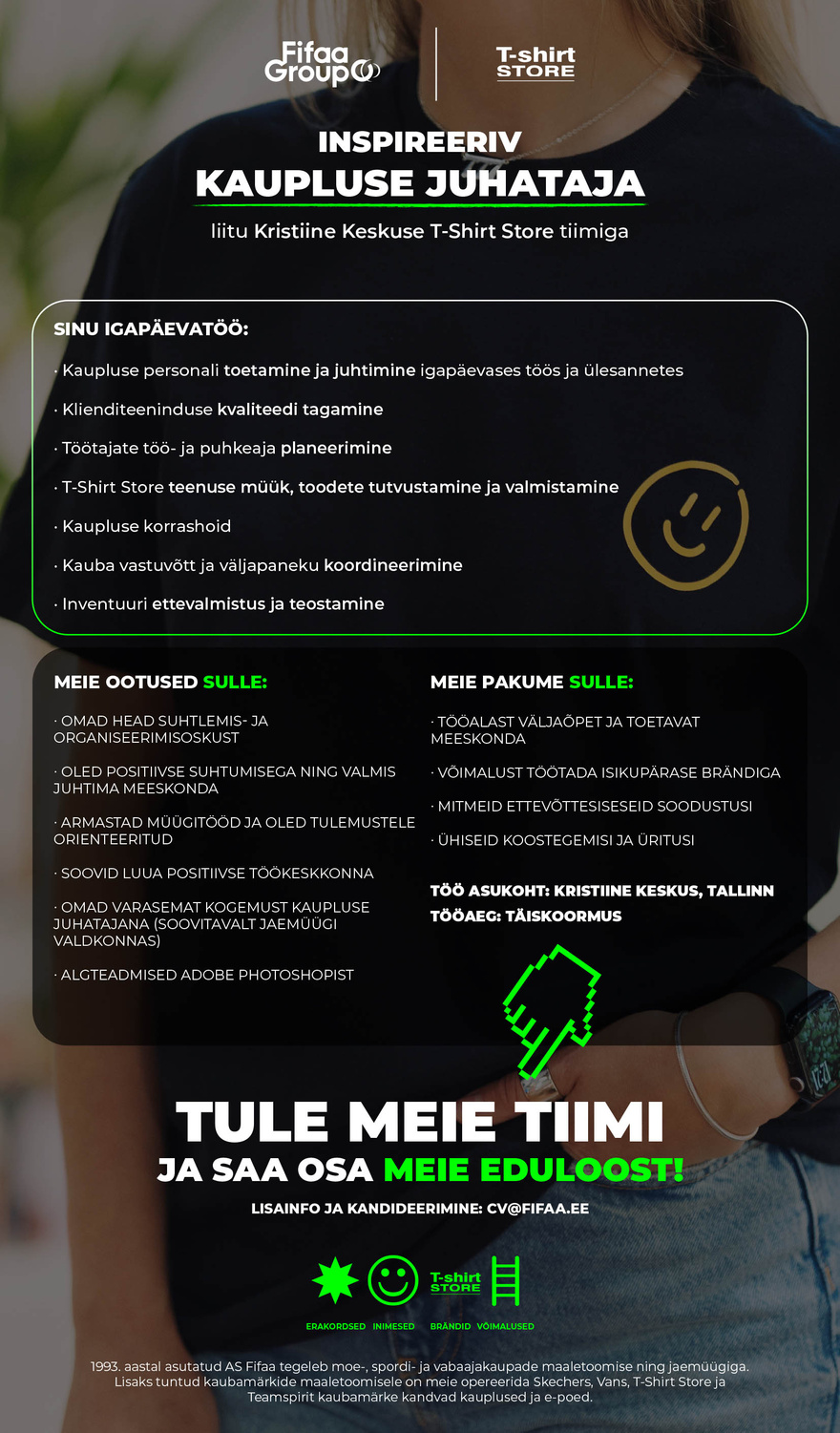 FIFAA AS Kristiine Keskuse T-Shirt Store kaupluse juhataja