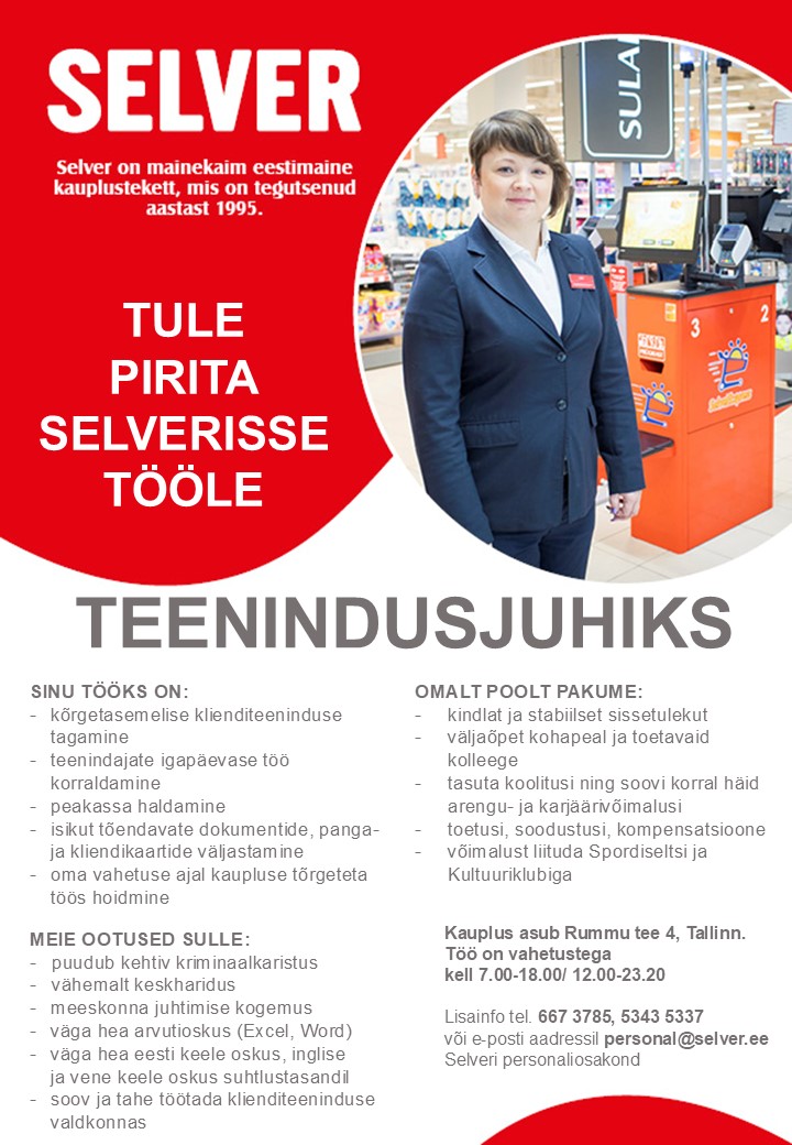 Selver Teenindusjuht Pirita Selveris