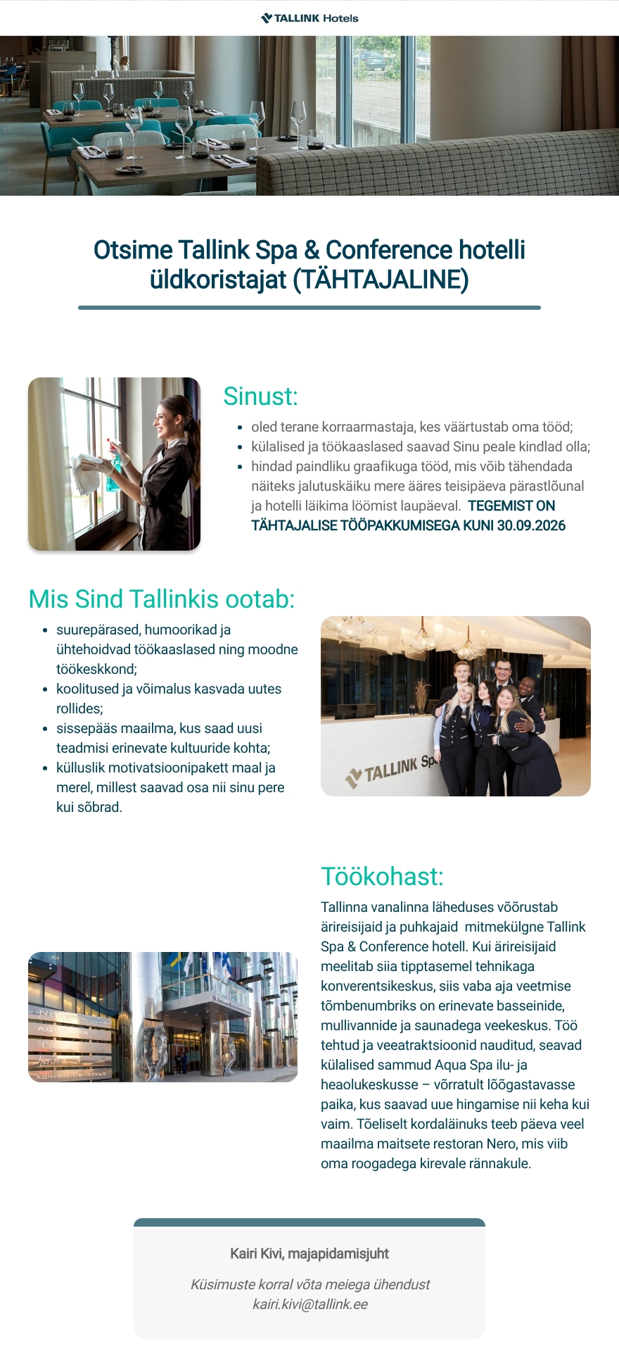 Tallink Grupp AS Tallink Spa & Conference Hotel üldkoristaja