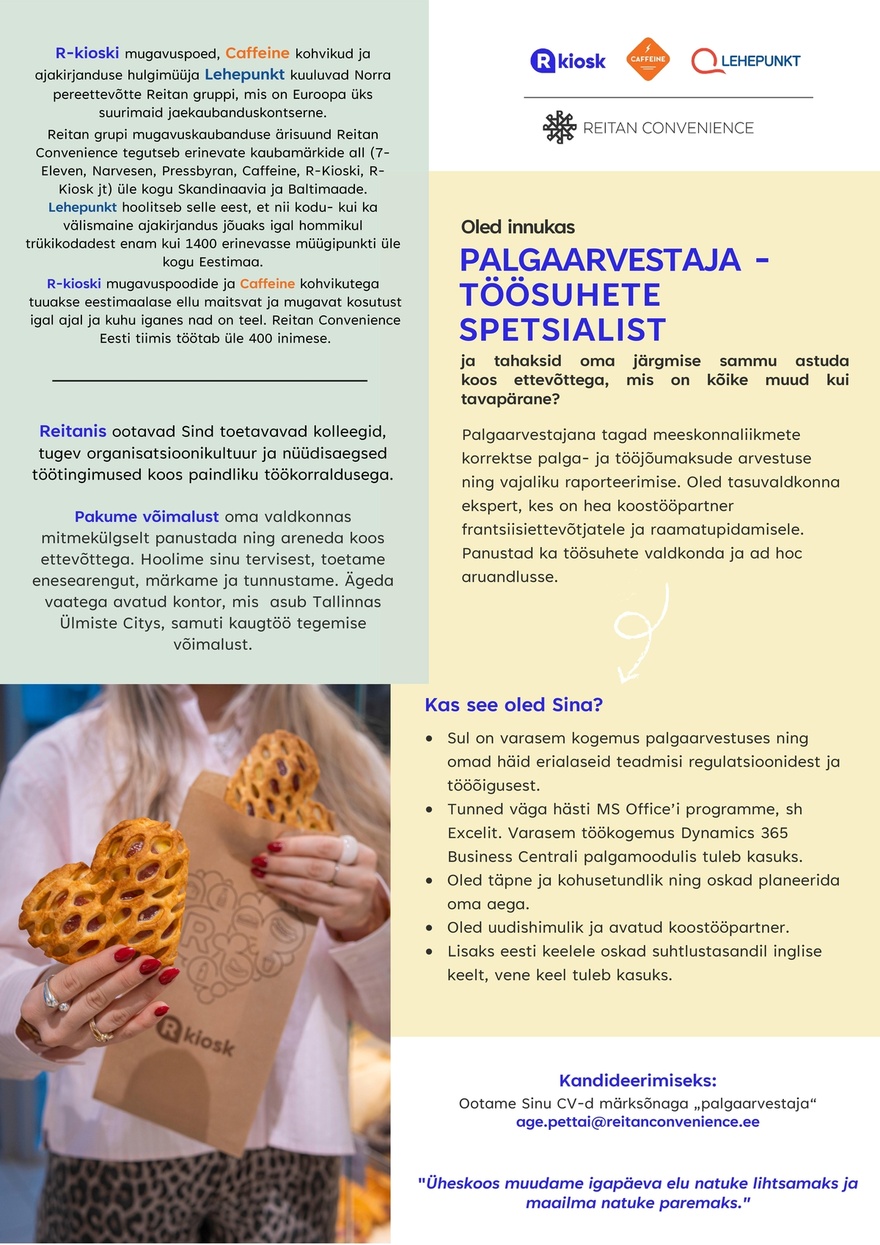 Reitan Convenience Estonia AS Palgaarvestaja - töösuhete spetsialist