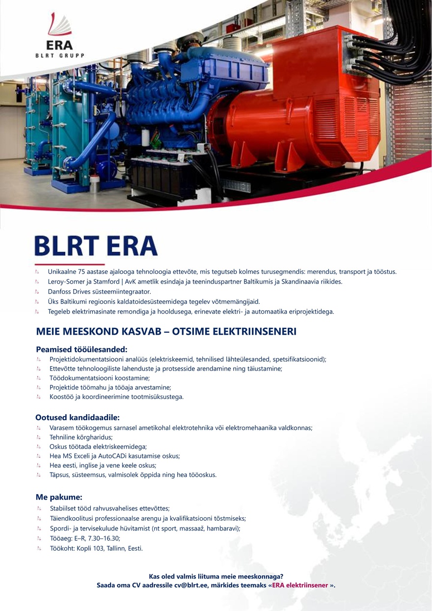 BLRT ERA OÜ Elektriinsener