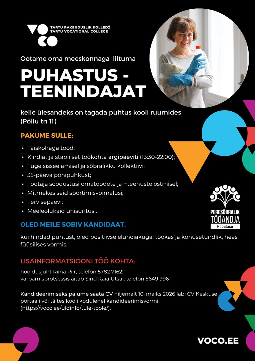 Tartu Rakenduslik Kolledž Puhastusteenindaja