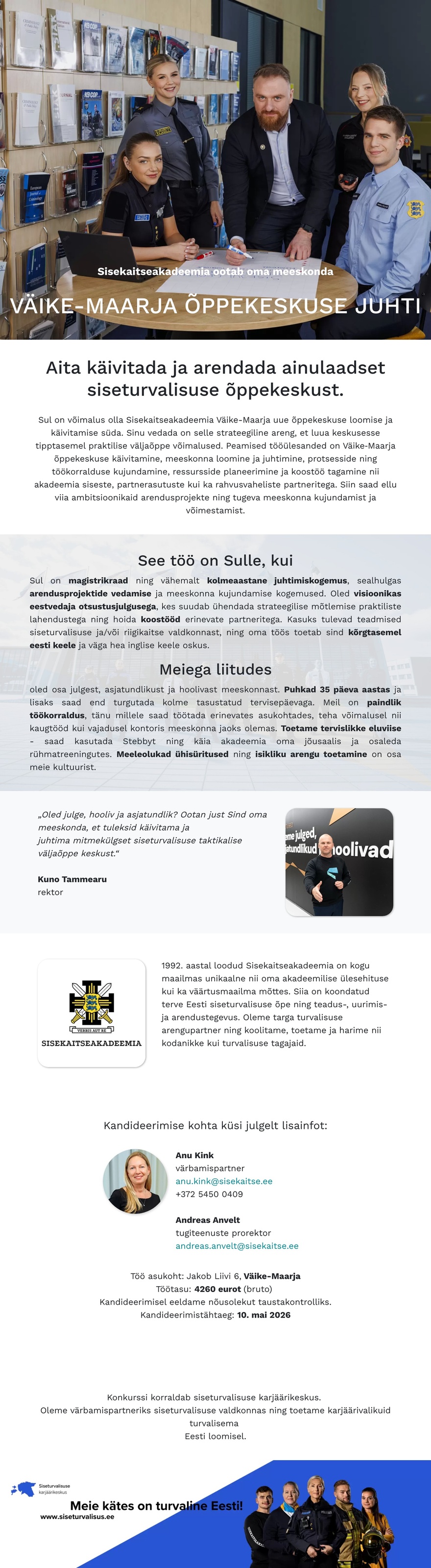 Siseturvalisuse karjäärikeskus Väike-Maarja õppekeskuse juht