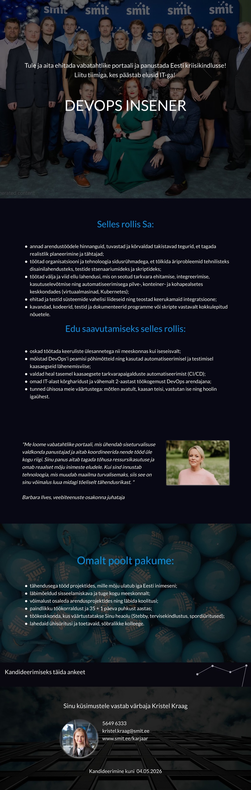 Siseministeeriumi infotehnoloogia- ja arenduskeskus DevOps insener