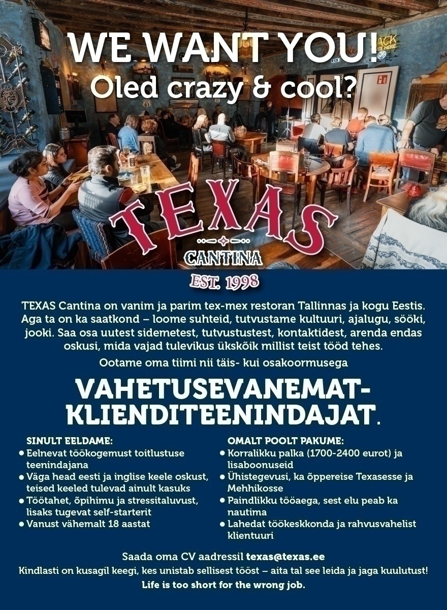 Tejas OÜ Vahetusevanem - klienditeenindaja