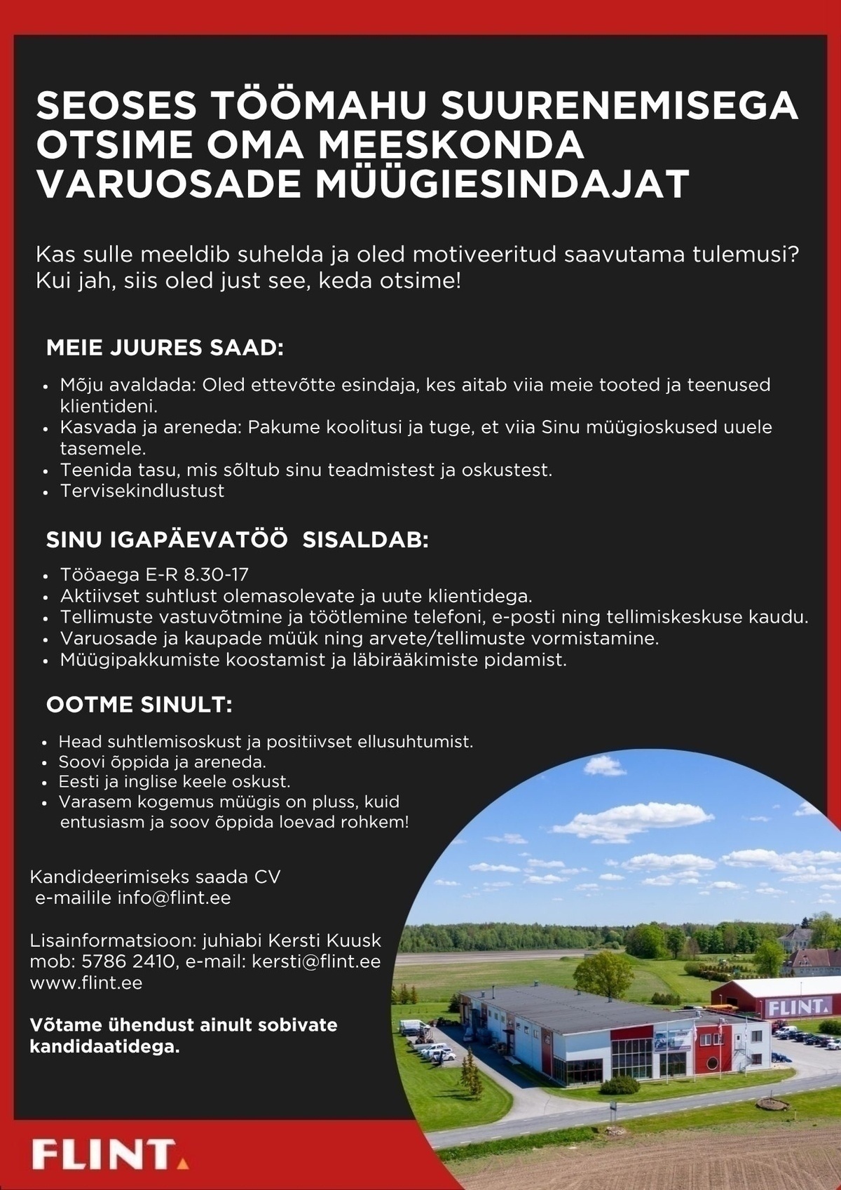 Flint Kaubandus OÜ Varuosade müügiesindaja