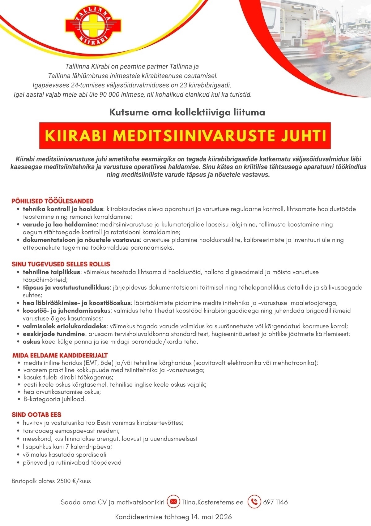 Tallinna Kiirabi Kiirabi meditsiinivarustuse juht