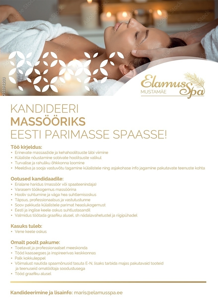 Mustamäe Spa OÜ Massöör