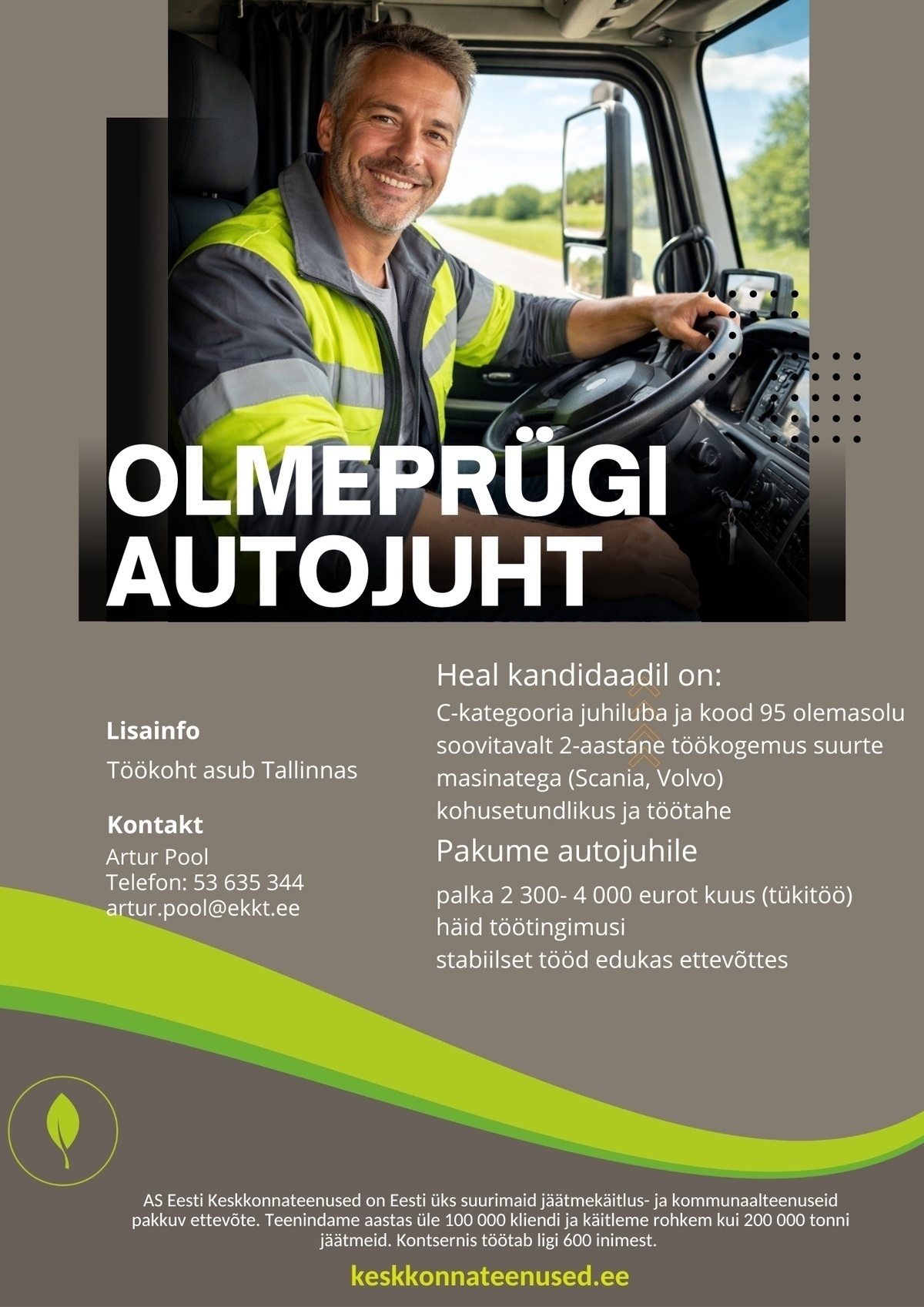 Eesti Keskkonnateenused AS Olmeprügi autojuht
