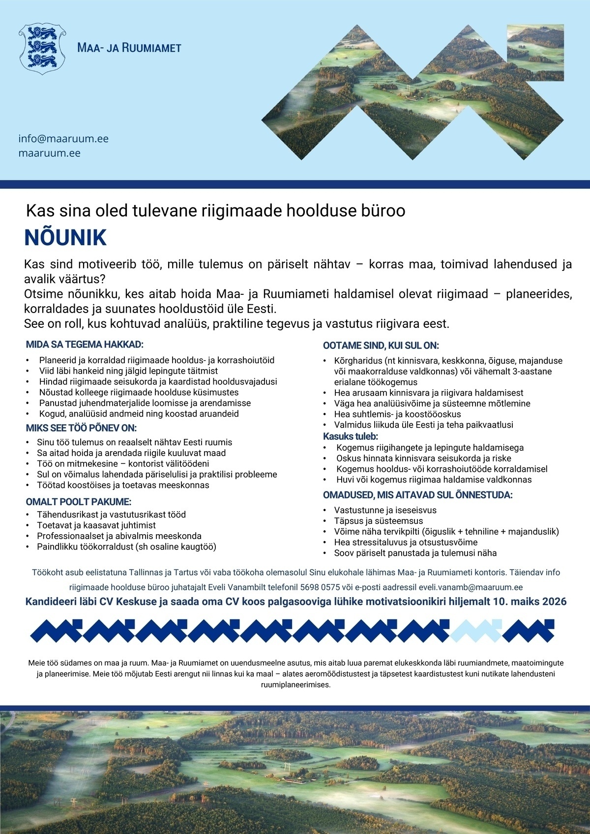 Maa- ja Ruumiamet Riigimaade hoolduse büroo nõunik