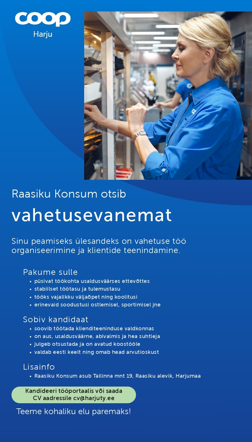 Harju Tarbijate Ühistu Vahetuse vanem Raasiku Konsumisse (Coop Harju)