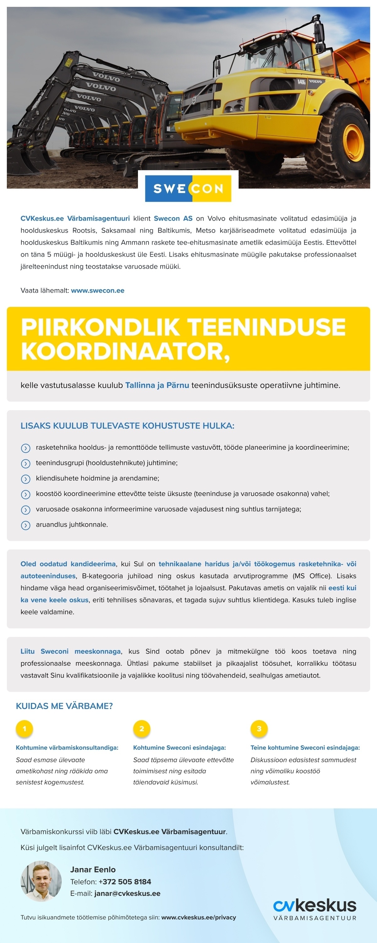 Swecon AS PIIRKONDLIK TEENINDUSE KOORDINAATOR