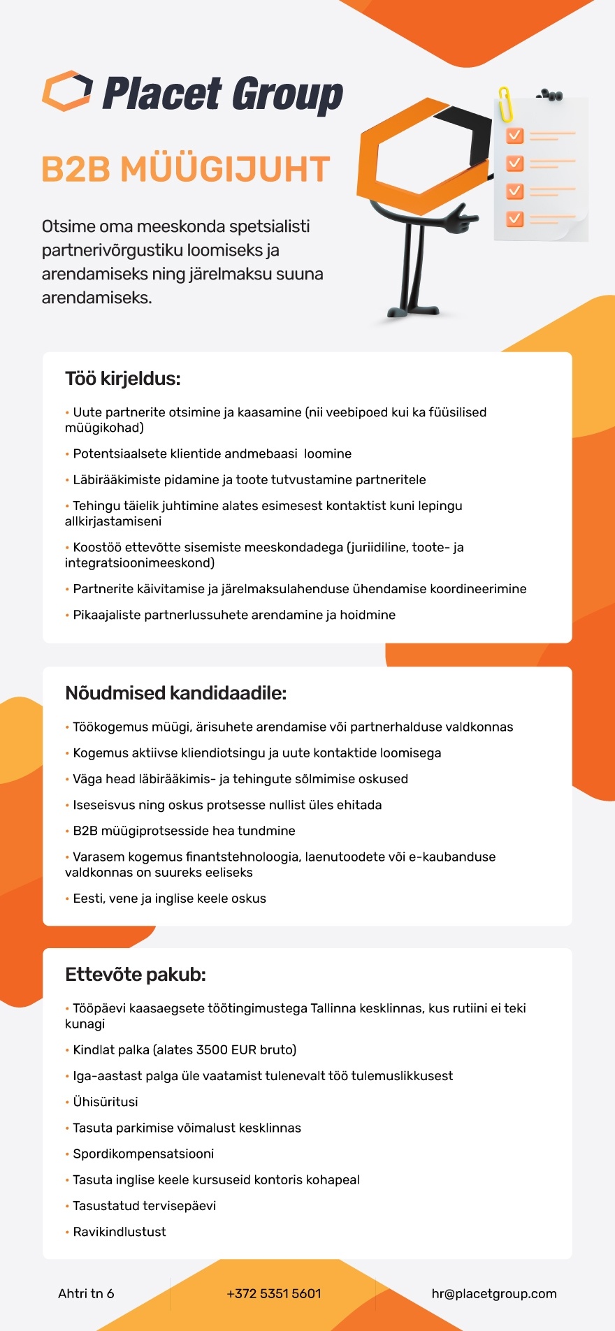 PLACET GROUP OÜ B2B MÜÜGIJUHT
