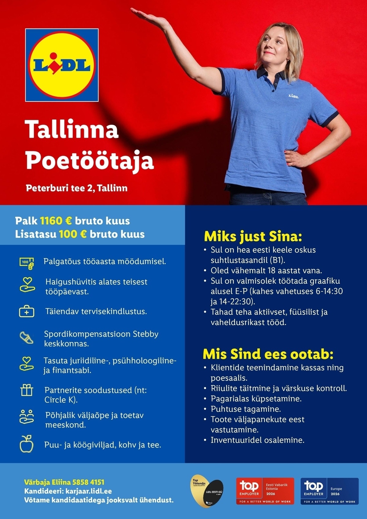 Lidl Eesti OÜ Tallinna poetöötaja (Peterburi tee 2, Tallinn)