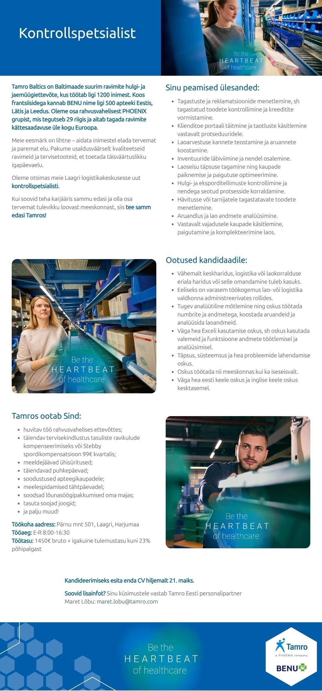 TAMRO EESTI OÜ Kontrollspetsialist