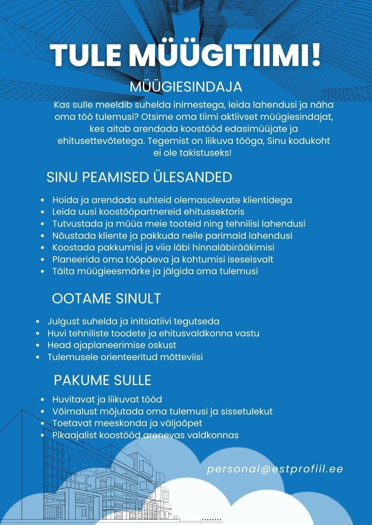 EST PROFIIL OÜ Müügiesindaja