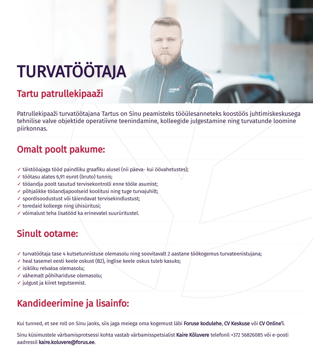 Forus Security AS Turvatöötaja Tartu patrullekipaaži