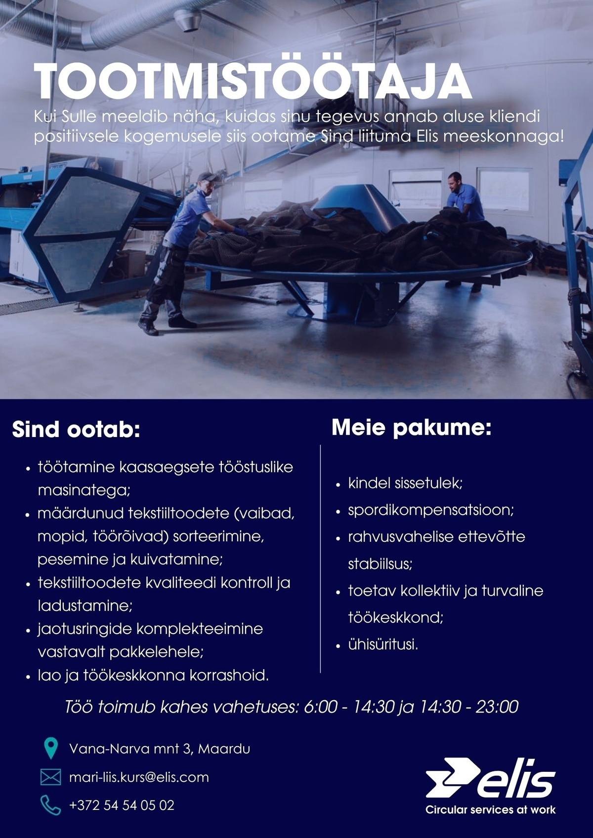 Elis Textile Service AS Tootmistööline