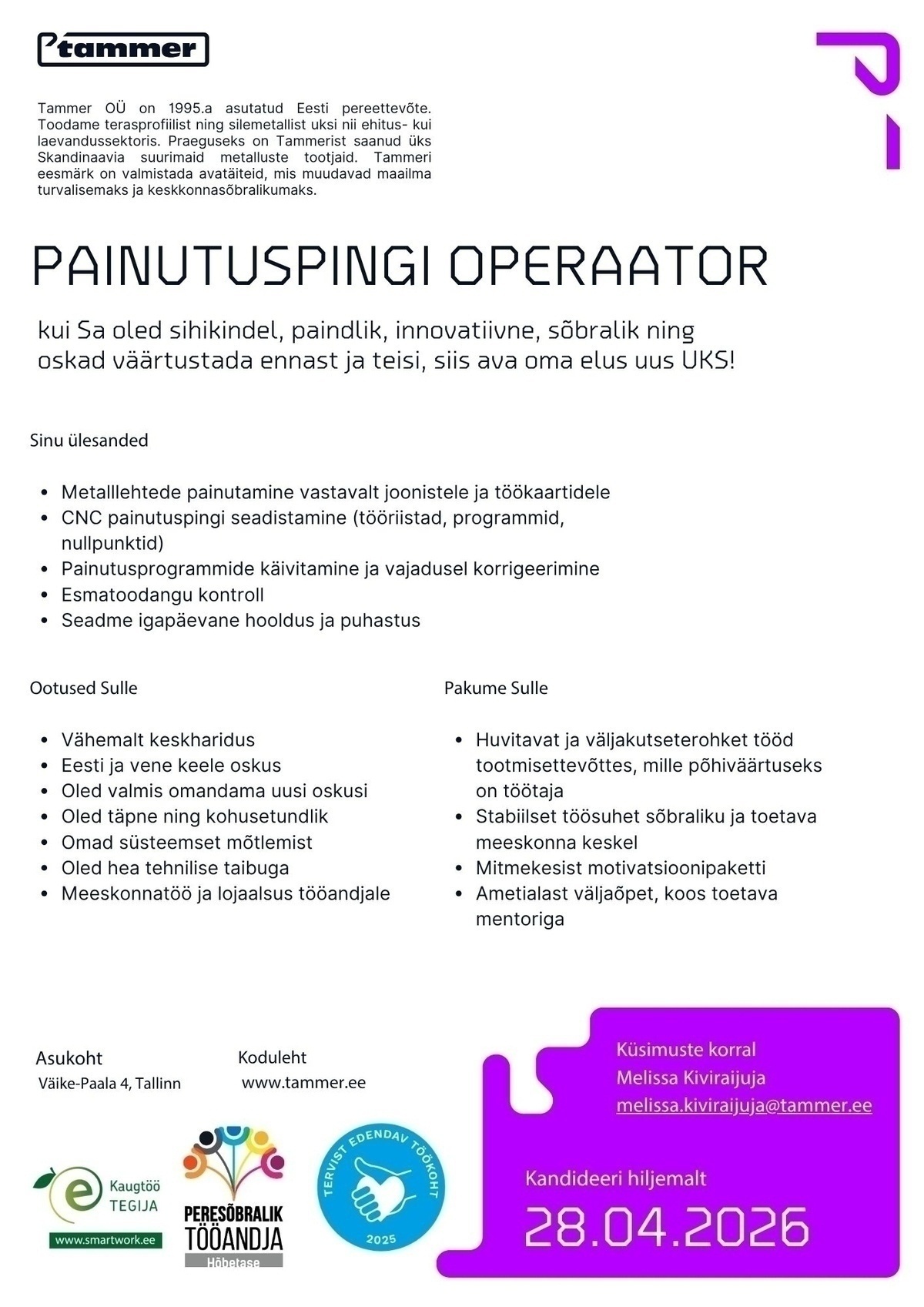 Tammer OÜ Operaator