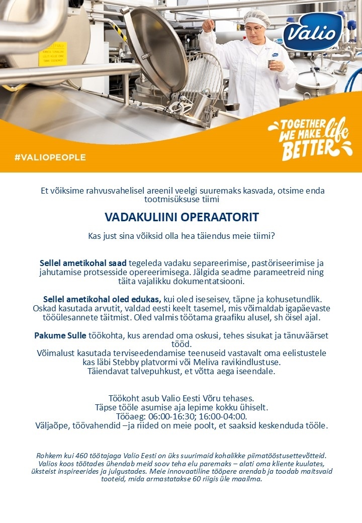 Valio Eesti AS Vadakuliini operaator
