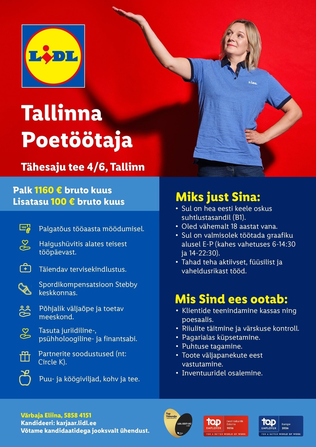 Lidl Eesti OÜ Tallinna poetöötaja (Tähesaju tee 4/6, Tallinn)