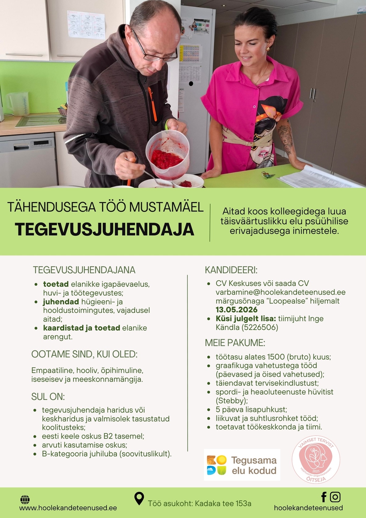 HOOLEKANDETEENUSED AS TÄHENDUSEGA TÖÖ tegevusjuhendajale Mustamäel