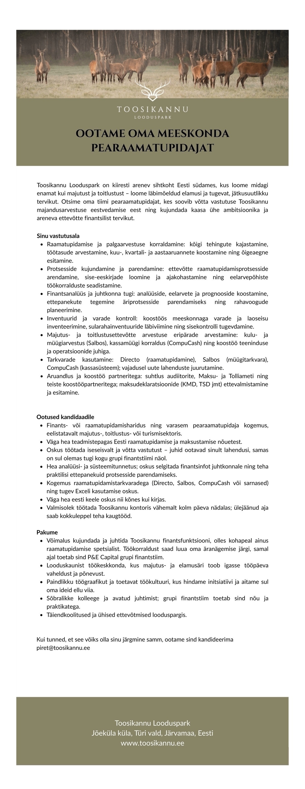 TOOSIKANNU OÜ Pearaamatupidaja