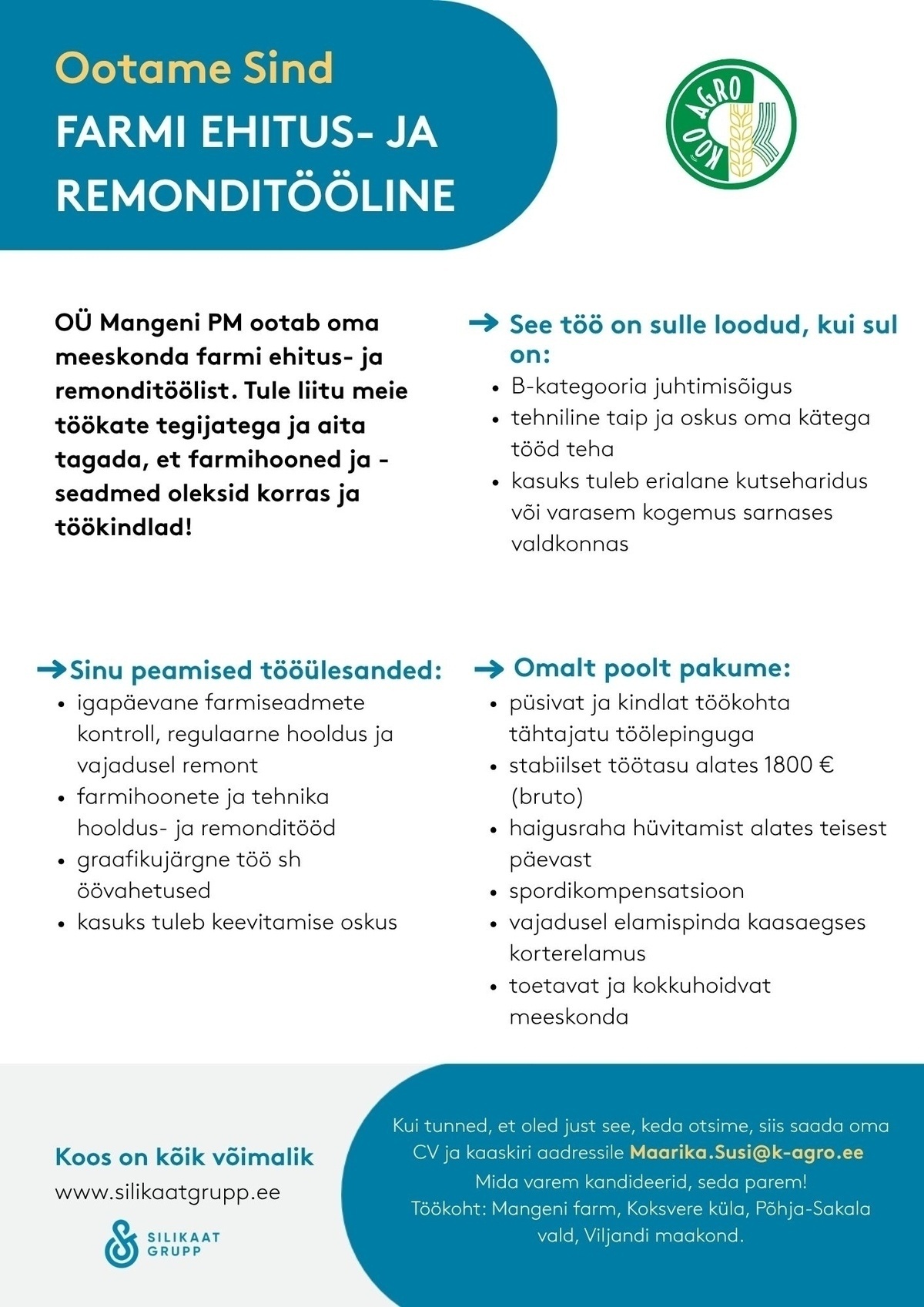 Silikaat Grupp AS Farmi ehitus- ja remonditööline