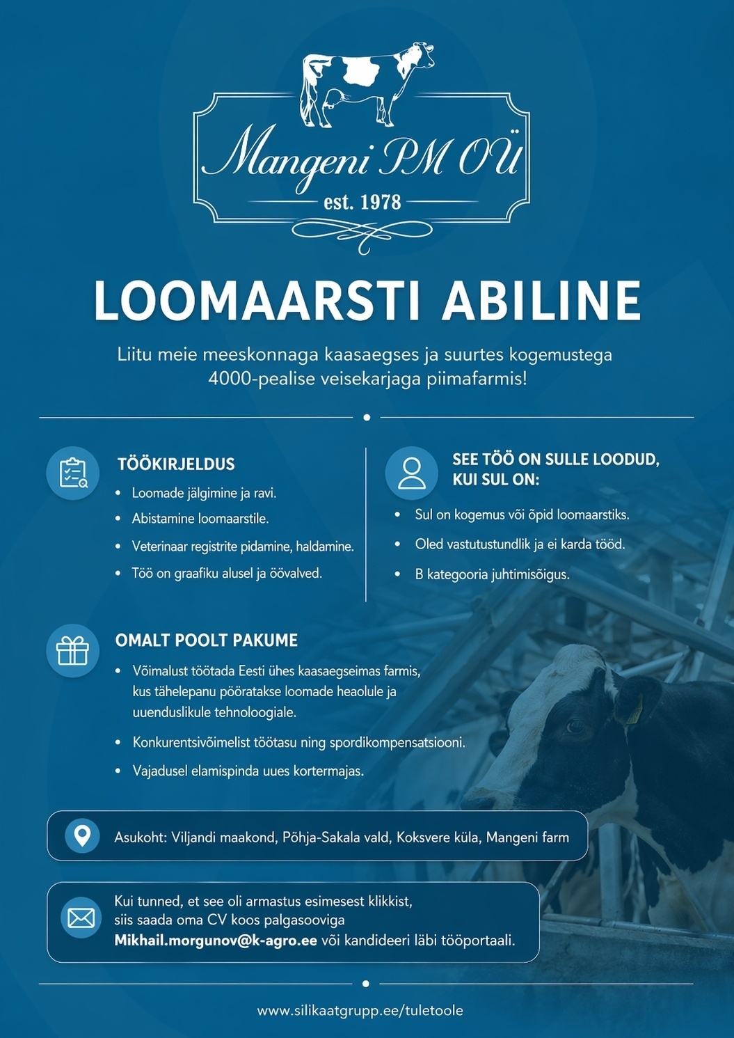 Mangeni PM OÜ Loomaarsti abiline