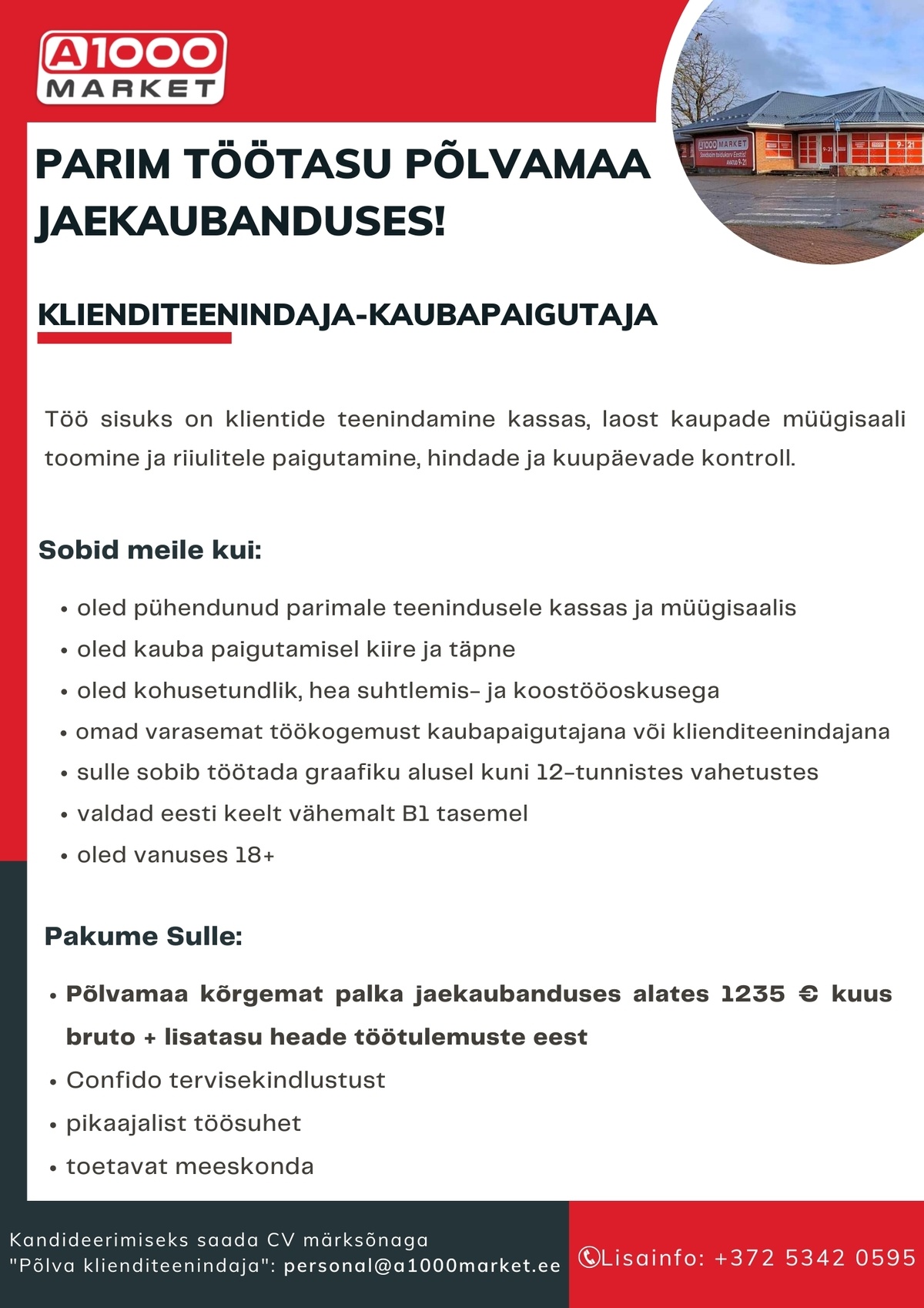 A1M OÜ - A1000Market Klienditeenindaja-kaubapaigutaja